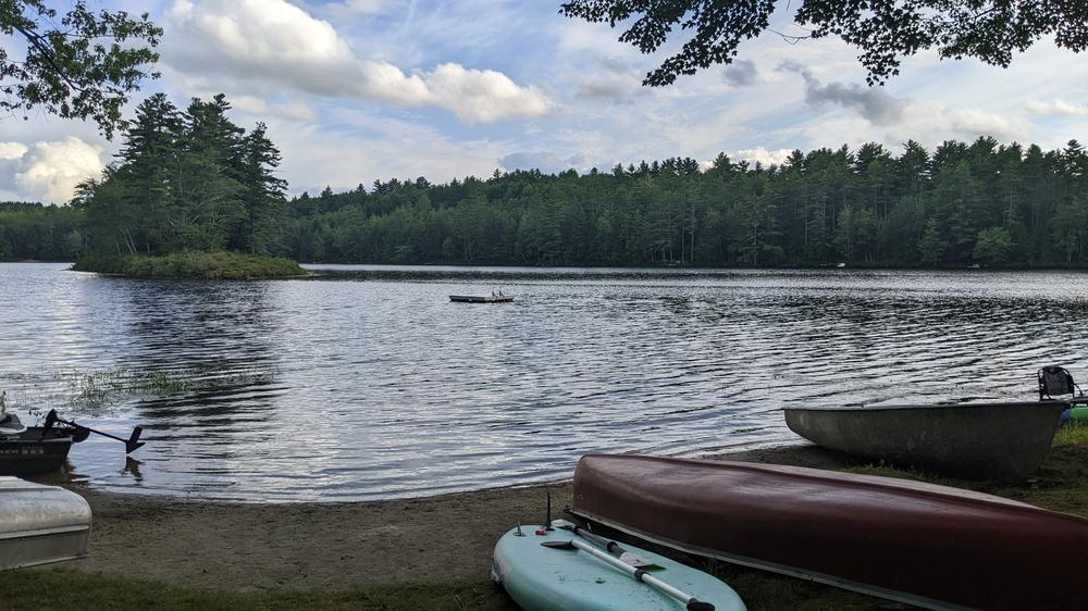 Beach with canoes